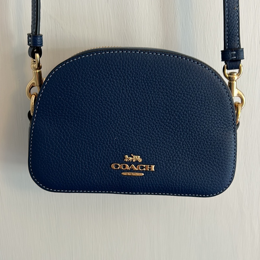 Coach Mini Serena Leather Crossbody deep blue